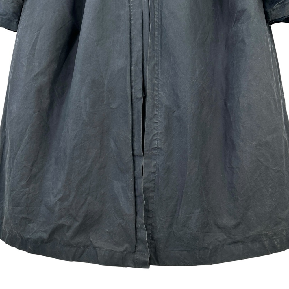 Vintage Burberry Washed Black Black Waxed Cotton Contrast Collar Trench Coat - Picture 9 of 15